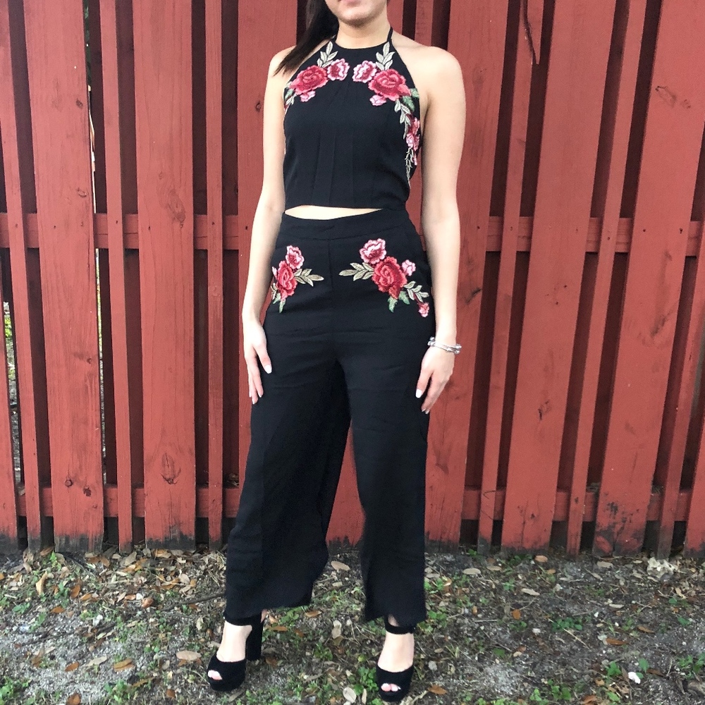 Black 2 Piece Floral Set